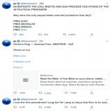Alex Jones, Nick Fuentes, and Ali Alexander are currently tweeting from Kanye West's account. This is a clear violation of Twitter's rules on ban evasion.