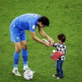 Bounou with his son after Morocco  v Portugal  today.   Creating unforgettable memories what it&rsquo;s all about.   #FIFAWorldCup