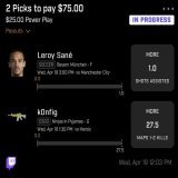 Since Brunson &amp; Benzema sold yesterday.  Sane pushed this in 1/6 &amp; over in 4/6 UCL games only missing this in one UCL game this season. Bayern down at home I like this spot.  #PrizePicks #GamblingTwitter #dfs #UCL