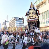 御旅所から曳山が唐津市街地に戻ってきました。これから曳山は各町へと進んで行きます。写真は8番曳山、本町の「金獅子」  勇壮で絢爛豪華な14台の曳山、明日は翌日祭で唐津市街を巡行します  そう、明日も楽しみ！  #唐津くんち  #唐津くんち2022