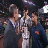 21-year-old starting pitcher Roki Sasaki spoke with @jonmorosi about the play of Team Japan in tonight's breathtaking #WorldBaseballClassic semifinal!  @WBCBaseball | @samuraijapan_pr