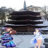 #日本探検デレスポカレンダー  冬の長野県から \u2460別所温泉・安楽寺八角三重塔(国宝)にてルミ＆トーコ \u2461上田城にて亜里沙先生と千佳ちゃん \u2462浅間山をバックにもちもちコンビ  #服部瞳子 #和久井留美  #持田亜里沙 #横山千佳 #望月聖  #デレステAR #デレスポAR