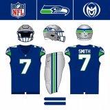 Seattle Seahawks: We know the Seahawks are finally wearing the throwbacks again next year, but I think there&rsquo;s still a lot to improve on. I used their alternate logo as a way to incorporate the seahawk head back into a more modern design. @fash