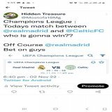 Yesterdays tweet and result about @realmadrid vs @CelticFC