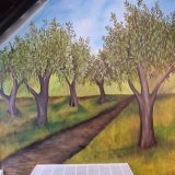 Finished a mural at @ZaytounaS Zaytouna is Arabic for 'olive', so I painted a calming olive grove in the nurture room