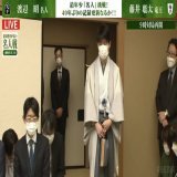名人戦 第1局 2日目 長い睫毛と、綺麗な所作でお茶を飲まれる藤井竜王に釘付けです