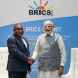 Met President Filipe Nyusi on the sidelines of the BRICS Summit in Johannesburg. We discussed ways to diversify India-Mozambique cooperation across various sectors for the benefit of the people of our nations.