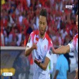 لاعب الوداد يخلط بعد هدفه على الأهلي المصري.
