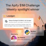 We asked industry expert @leadgenjay to pick a standout in Lead gen. Winner: Messe Stuttgart Exhibitor List Scraper by Skython! Scrape exhibitor data from Messe Stuttgart events and turn it into structured B2B leads. Get company details automated.Try