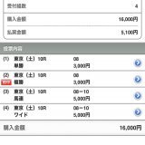 1月28日の結果 ※今日は2/4（トリガミあり）でした。  東京9R \u25ce\u2466ラズルダズル&rarr;6着 ハズレ  東京10R \u25ce\u2467フロムダスク&rarr;3着 複勝トリガミ  中京11R \u25ce\u2463サンライズアムール&rarr;5着 ハズレ  東京11R \u25ce\u2460ドーブネ&rarr;2着 複勝・馬連・3連複  今日も負けました