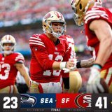 332 pass yds, 4 Total TDs, &amp; a first career playoff win! Purdy good day to say the least   #SEAvsSF | #FTTB | #NFLPlayoffs