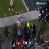 Jalen Hurts wiped out one of the security members on the sideline after his run...  Everyone was okay.