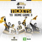 Purchase raffle tickets for a chance to win 2 tickets to home game three of the 2023 Playoffs presented by @rapid7!  Proceeds support the #NHLBruins Foundation in their effort to enrich the lives of all in our community. Raffle runs through 4/25 at 5