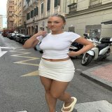 Pattie walking around the streets of Spain with her hard nipples visible