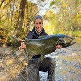 Caught a river monster this weekend! \ud83c\udfa3 Nothing is better than fishing, campfires, and good friends \ud83c\udfd5 .#rivermonsters #salmonfishing #salmon #fishing #fishinglife #girlswhofish #fish #flyfishing #salmonriverny #river #hunting #fa