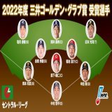 2022 三井ゴールデン・グラブ賞 受賞選手 【セ・リーグ】 投：森下暢仁（C）初 捕：中村悠平（S）\u2462 一：中田翔（G）初＋パ一\u2463 二：菊池涼介（C）\u2469 三：岡本和真（G）\u2461 遊：長岡秀樹（S）初 外：塩見泰隆（S）初 外：岡林勇希（D）初 外：近本光司（T）\u2461  #NPB