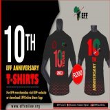 Purchasing made easy!!! Remember to Download EFF Online Store App on your phone and place an order for this beautiful #EFF10thAnniversary T-shirts to be delivered at your doorstep. #EFFTurns10