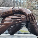 A 22-foot bronze sculpture dedicated to Martin Luther King Jr. and wife Coretta Scott King is now open in Boston Common today.