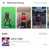 A #ModoTurbochallenge, no TikTok, j&aacute; supera a marca de 27 milh&otilde;es de visualiza&ccedil;&otilde;es e o &aacute;udio j&aacute; conta com mais de 46,1 mil v&iacute;deos.