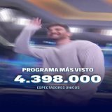 @pabloalboran nos regaló una noche mágica y 4.398.000 espectadores lo convirtieron en el PROGRAMA MÁS VISTO ¡GRACIAS! #AlboránEH #audiencias #elhormiguero