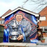 Sir Bobby Robson with the 1978 @FACupFinal for @IpswichTown after they beat @Arsenal  Painted for my new mate , Ivan, in Ipswich.  #Ipswich  #bobbyrobson #facup #football #mural #paulcurtis #ipswichtown #itfc #Suffolk #streetart