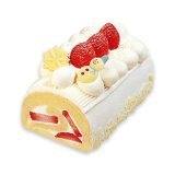 雪降る苺のプレミアムロールケーキ 縦147&times;横90&times;高さ80mm　2,000円（税込）  ミルクシャンテリークリームとホワイトチョコレートで雪をイメージしたロールケーキです。 国産小麦を使用したスポンジでミルクシャンテリークリームと国産苺をサンドしました。