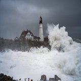 The Wave -  After reviewing my images, I determined that I captured the wave that took out the door and window at Portland Head Lighthouse. I'm not happy about it, but I am in awe of the power of nature. I believe this is a historic capture.  #mewx #