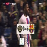Barcelona got a tough victory against CF Intercity.  Ronald Araujo, Dembele, Raphinha and Ansu Fati score for Barca. Soldevila Puig got Hat trick today for Intercity.  #CopaDelRey