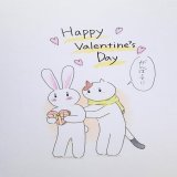 HAPPY　VALENTINE'S  DAY  #イラスト　 #バレンタインデー　 #チョコレート　 #猫　 #うさぎ