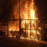 Now.. Israeli settlers are burning  hundreds of Palestinian houses, cars and shops in Huwarra near Nablus , Palestinians has no protections. #IsraeliCrimes #IsraeliApartheid