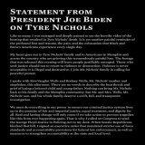 My heart goes out to Tyre Nichols&rsquo; family and to Americans in Memphis and across the country who are grieving this tremendously painful loss. There are no words to describe the heartbreak and grief of losing a beloved child and young father.  H