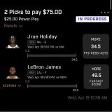 LADDER CHALLENGE DAY 1   Jrue Holiday o34.5 PRA LeBron o49.5 fantasy score   TWO LOCKS OF THE DAY  ILL POST MORE PLAYS SOON     #PrizePicks #GamblingTwitter #PrizePicksNBA #NBA&nbsp;#PlayerPropBets #PropBets #NBATwitter&nbsp;#dfs #locks #parlay&helli