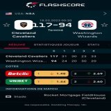 Cleveland Cavaliers - Washington Wizards 117:94 @FlashscoreFR #NBA #NBAextra #NBATwitterLive Plus d'infos: