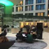 The AquaDom in Berlin, a 25 m tall cylindrical acrylic glass aquarium with built-in transparent elevator containining 1 million liters of water and over 1,500 fish of 50 species, has burst flooding the nearby streets.  [video: