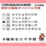 ＼ オリジナル予想 ／ #東京大賞典 福来のAI予想とみんなの予想とから学習した最強の！？レース予想はこちらっ  \u25ce\u2464 #メイショウハリオ 〇\u2461 #ノットゥルノ \u25b2\u2465 #ウシュバテソーロ \u25b3\u2469 #サンライズホープ \u2606\u2467 #ショウナンナデシコ  みんなで当てるぞ～～っ