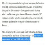 One of the biggest surprises for me from this war has been the muted role played by Russian EW so far. I suspect US support (including Starlink) has been critical. Probably worth waiting until we get more information before drawing too many conclusio