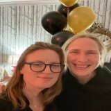 The beautiful and brilliant author of the novel Women Talking @BranchMiriam (Miriam Toews) and I, last night. I&rsquo;m very lucky to know this woman and to have had the privilege of walking around inside her wild imagination. #WomenTalking
