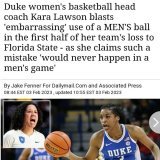 In case Britney griner didn't make it clear, Duke's head women's basketball coach will.   Women's balls are slightly smaller than men's balls, apparently.