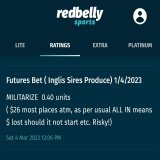 Big result for Red Belly Members. Our futures portfolio is tiny , but profit is Large
