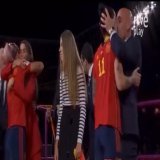 Outrage As Spanish FA President Kisses Female Player On The Lips During Awards  Spanish women's soccer star Jenni Hermoso was uncomfortable after Spanish FA president Luis Rubiales kissed her on the lips following Spain's World Cup victory.  Full Sto