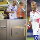 After a draw against South Korea at the 2006 World Cup in Leipzig, Zinedine Zidane kicked the locker room door.  Since then, the German club has never repaired the latter and framed it with gold gilding.