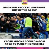 Brighton knocked Liverpool out of the FA Cup.   #Brighton  #brightonvsliverpool #FACup