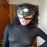 Yeah Baby!  #redlips #tongue #transparenttop #masked #redlipstick #redlipstick