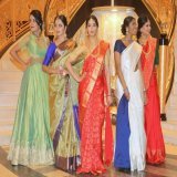 5 women in traditional indian satin silk sarees #satin #traditionaldress #saree