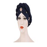 NJZYB Perles d'or Femmes T&ecirc;te Foulard Twist Fleurs Inner Hijabs Cap Coton Solid Coton Musulman Musulman Turban Turban Bonnet Arab Wrap Accessoires Hijab Accessoires (Color : 5, Size : One size) #Amazon