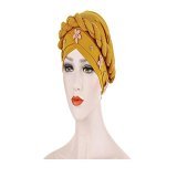 Flashing Perles d'or Femmes T&ecirc;te Foulard Twist Fleurs Inner Hijabs Cap Coton Solid Coton Musulman Musulman Turban Turban Bonnet Arab Wrap Accessoires Hijab Accessoires (Color : 8, Size : One size) #Amazon
