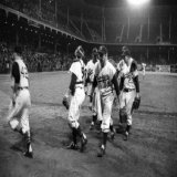 &ldquo;Old Days&rdquo; A sad night in Brooklyn,Dodger players leave the field after the last Dodger game ever at Ebbets Field in 1957.#Dodgers #Brooklyn #MLB #1950s #Nostalgia