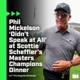 According to attendees of the exclusive dinner at Augusta National, three-time Masters champion Phil Mickelson largely kept to himself and did not utter a word throughout the evening