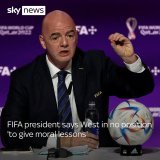 FIFA president Gianni Infantino says the West is in no position 'to give moral lessons' to Qatar, adding that European nations should instead apologise for their own histories.  Read more here     REUTERS/Matthew Childs