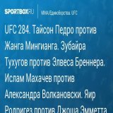 UFC 284. Тайсон Педро против Модестаса Букаускаса. Зубайра Тухугов против Элвеса Бреннера. Ислам Махачев против Александра Волкановски. Яир Родригез против Джоша Эмметта Прямая трансляция:  Начало в 01:55